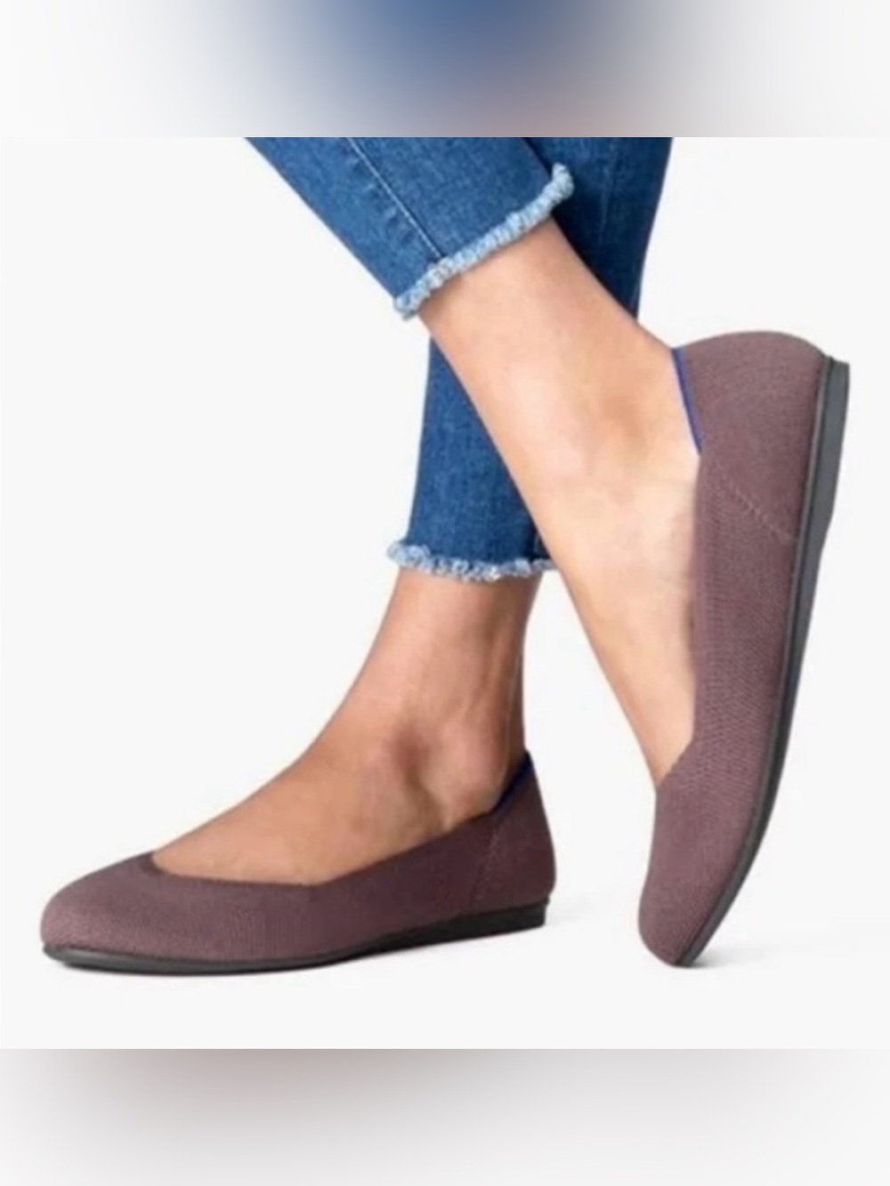 Rothy's The Flat Round Toe Slip-On Ballet Flats Mink Knit Women’s Size 7W